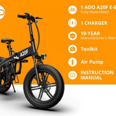 794 € cu cupon pentru ADO A20F 500W 36V 10.4Ah 20 inch Biciclete electrice cu pneuri de zăpadă 35km / h Viteză maximă 70Km Kilometraj 120Kg Sarcină maximă din depozitul UE CZ BANGGOOD