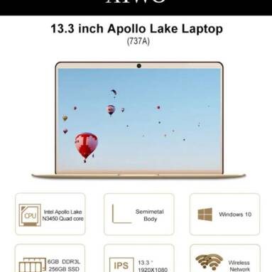 $259 with coupon for AIWO 737A Laptop 6GB RAM 256GB SSD – CHAMPAGNE GOLD from GearBest