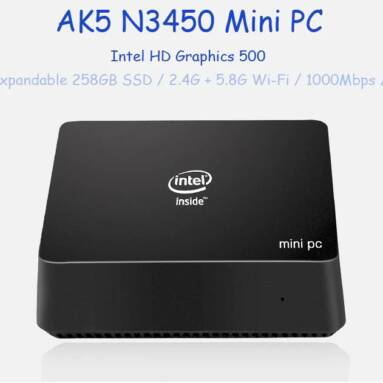$169 with coupon for AK5 N3450 CPU Mini PC – BLACK EU PLUG from GearBest