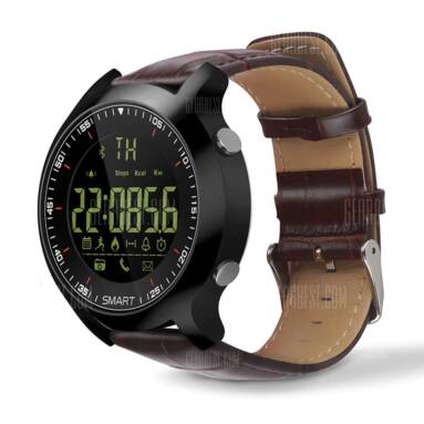 $21 with coupon for AOWO X6 Sports Smartwatch  –  LEATHER BAND DUN from Gearbest