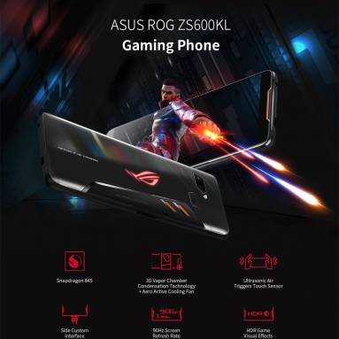 €359 with coupon for ASUS ROG Phone ZS600KL 6.0 Inch FHD+ IP68 Waterproof NFC 4000mAh 12MP + 8MP Dual Rear Camera 8GB RAM 128GB ROM Snapdragon 845 Octa Core 2.96GHz 4G Gaming Smartphone – Black Global Rom from BANGGOOD