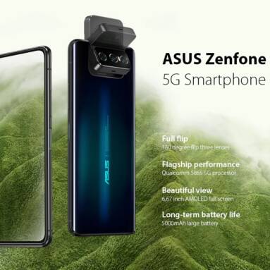 €449 with coupon for ASUS ZenFone 7 ZS670KS 5G Global Version 6GB 128GB Snapdragon 865 6.67 inch FHD+ AMOLED 90Hz Refresh Rate NFC Android 10 5000mAh 64MP Triple Camera Smartphone from BANGGOOD