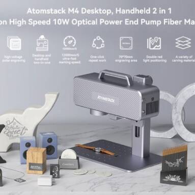 €935 with coupon for ATOMSTACK M4 Desktop Fastest Engraver 12m/s Handheld High Precison High Speed 10W Optical Power End Pump Fiber Marking Machine from EU warehouse BANGGOOD
