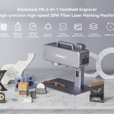 €999 with coupon for ATOMSTACK M4 Desktop Fastest Engraver 12m/s Handheld High Precison High Speed 10W Optical Power End Pump Fiber Marking Machine from BANGGOOD
