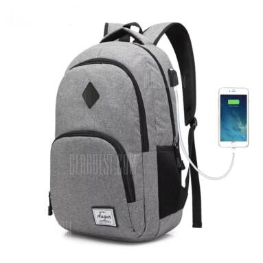$21 with coupon for AUGUR Men Women Backpacks USB Charging Male Casual Travel Teenager Student School Notebook Laptop Bag  –  GRAY from GearBest