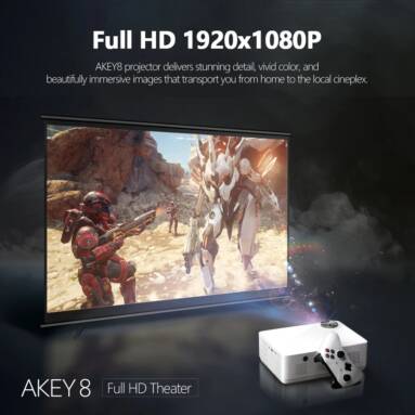 €205 with coupon for AUN AKEY8 1080P LED Projector FHD 6000 lumens 4K Supported 3000:1 Contrast Ratio 300-Inch ± 50° Electronic Keystone Correction Red Blue 3D HDMI/VGA/AV in/USB Home Theater from BANGGOOD