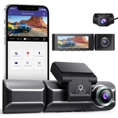 €98 with coupon for AZDOME M550 Dash Cam 3 Channel Front Inside Rear 2K+1080P+1080P Car Dashboard Camera Recorder Night DVR Built in WiFi GPS with 32GB Card from BANGGOOD