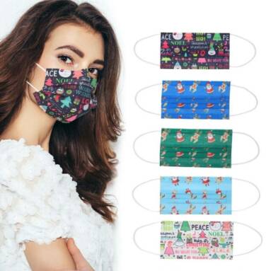 €8 with coupon for Adult Christmas 50Pcs Disposable Mouth Face Masks from BANGGOOD