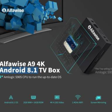 $27 with coupon for Alfawise A9 4K Amlogic S905 Android 8.1 TV Box – Black EU plug from GEARBEST