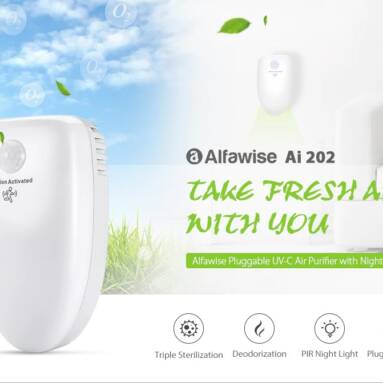 $29 with coupon for Alfawise Ai 202 Pluggable Air Purifier UV-C Deodorizer Sterilizer with Night Light from GearBest