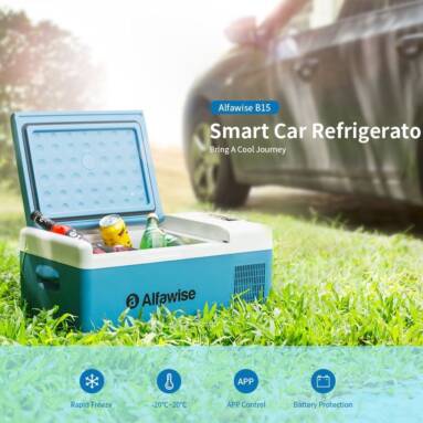 €168 with coupon for Alfawise B15 15L Smart Portable Car Freezer / Fridge Refrigerator – Blue Koi US Plug (2-pin) from GEARBEST