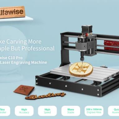 €137 with coupon for Alfawise C10 Pro CNC Laser GRBL Control DIY Engraving Machine Professional Modular High Integration 3 Axis Wood Router Engraver – Black Standard Version EU Plug from GEARBEST