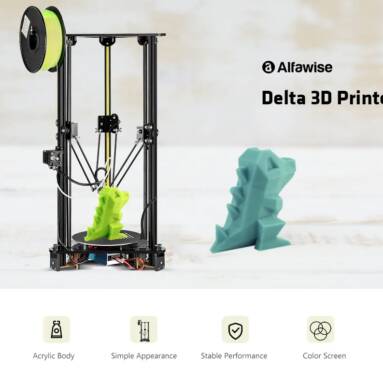 $179 with coupon for Alfawise Delta 3D Printer 180 x 180 x 320mm with Screen – Black EU Plug from GEARBEST