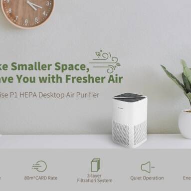 $40 with coupon for Alfawise P1 HEPA Mini Desktop Air Purifier – White Air purifier EU warehouse from GEARBEST