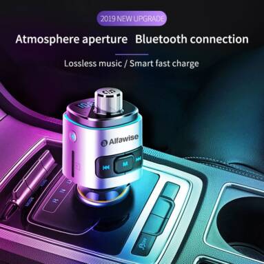 €9 with coupon for Alfawise QC3.0 Bluetooth 4.2 FM Transmitter Dual USB Ports Car Charger from GEARBEST