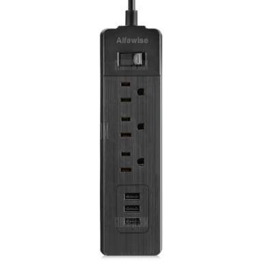 $9 with coupon for Alfawise S2 Power Strip USB Charger  –  BLACK from GearBest