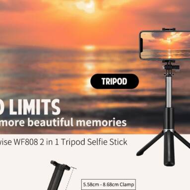 $12 with coupon for Alfawise WF808 Aluminum Alloy Private Mode Tripod Selfie Stick Combo from GearBest