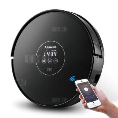 $179 with coupon for Alfawise X5 Robotic Vacuum Cleaner Strong Suction Work with Alexa  –  EU PLUG  BLACK from Gearbest