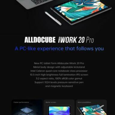 €263 with coupon for Alldocube iWork 20 Pro Intel Gemini Lake N4120 Quad Core 8GB RAM 128GB SSD 10.5 Inch Windows 10 Tablet with Keyboard from BANGGOOD