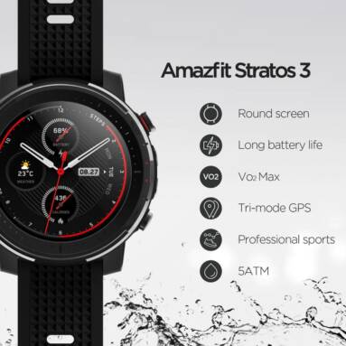 €128 with coupon for Amazfit Stratos 3 Smart GPS Sports Watch 1.34 inch Screen 5ATM Waterproof Multi-sports Modes BioTracker Heart Rate Monitor MP3 Player Global Version from ALIEXPRESS