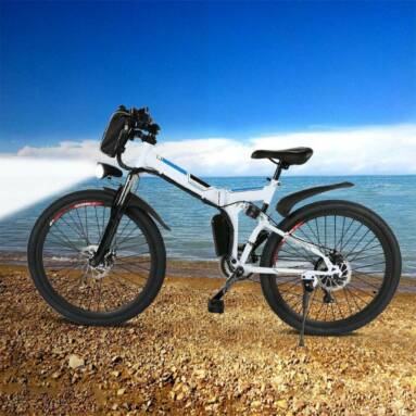€622 with coupon for Ancheer 26inch 36V Foldable Electric Power Mountain Bicycle with Lithium-Ion Battery – white EU Germany warehouse from GEARBEST