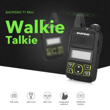 $26 with coupon for BAOFENG T1 Mini Walkie Talkie Wireless FM Radio 2PCS – Black EU from GearBest