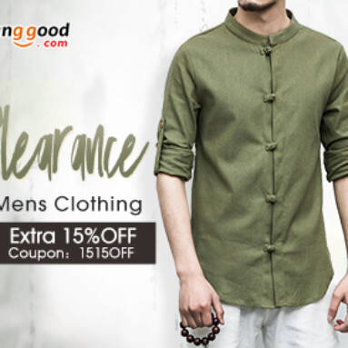 Extra 15% OFF for Mens Clothing Clearance from BANGGOOD TECHNOLOGY CO., LIMITED