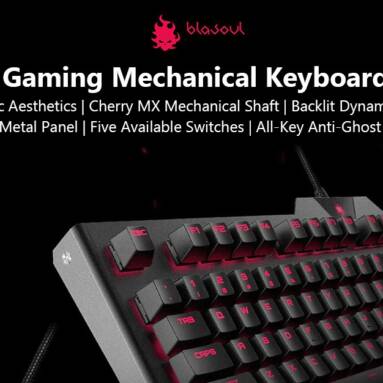 €120 with coupon for BLASOUL USB Wired Gaming Mechanical Keyboard with Cherry Switch from Xiaomi youpin – BLACK RED SWITCH from GearBest