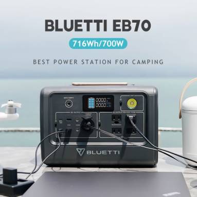 €669 with coupon for BLUETTI EB70 716WH/1000W Portable Power Station Solar Generator With 2x100W Type-C PD Port For Camping Outdoor Trip Power Outage from EU warehouse GEEKMAXI