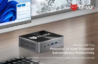€344 with coupon for BMAX B8 Plus Mini PC, Intel Core i5-12600H 24GB LPDDR5 RAM 512GB SSD from EU warehouse GEEKBUYING