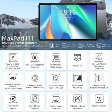 €167 with coupon for BMAX I11 4G LTE Tablet PC 10.4 Inch FHD Touch Screen UNISOC T618 8GB RAM 128GB ROM Android 11 OS Dual Wifi GPS 6600mAh Battery from EU warehouse GEEKBUYING