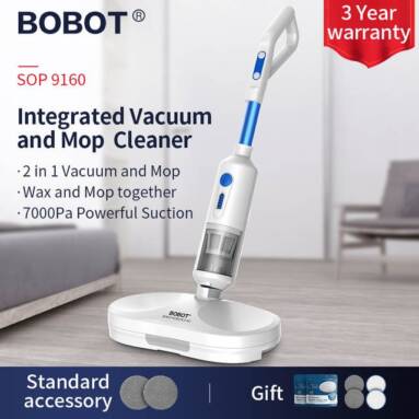 €260 with coupon for BOBOT SOP9160 Multifunction Cordless Vacuum Cleaner Mop Integrated with 3 Replace Head Handheld Vacuum Cleaner Disposable Mopping Cloth – EU Plug from BANGGOOD