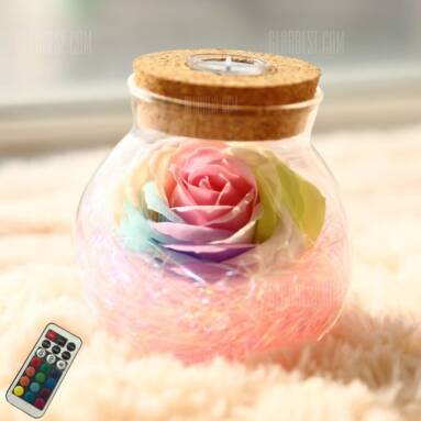 $15 with coupon for BRELONG LED Colorful Rose Preserved Flower Wishing Bottle  –  PINK from GearBest