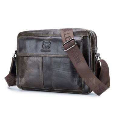 $29 with coupon for BULLCAPTAIN Men Retro Genuine Leather Messenger Bag  –  BLACK from GearBest
