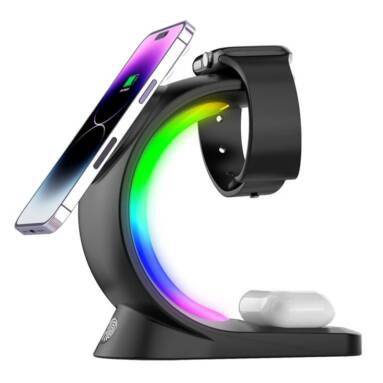 €19 with coupon for Bakeey T17 RGB 3 in 1 15W Magnetic Wireless Charger for iPhone 14 for iWatch for Airpods Pro from BANGGOOD