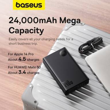 €82 with coupon for Baseus Adaman 140W 86.4Wh 24000mAh Digital Display Power Bank from BANGGOOD