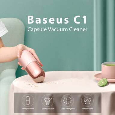 $53 with coupon for Baseus CRXCQC1 Compact Capsule Vacuum Cleaner Home Cleaning Appliance – Black from GEARBEST