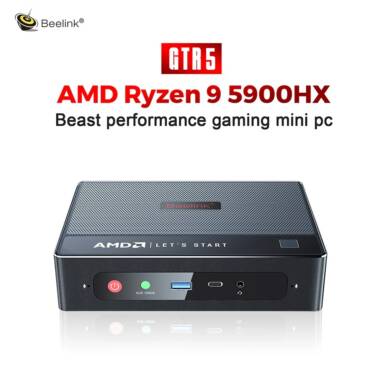 €891 with coupon for Beelink GTR5 AMD Ryzen 9 5900HX Octa Core 3.3GHz to 4.6GHz 64GB DDR4 3200MHz RAM 1TB SSD ROM Mini PC WiFi6E 2.5G Dual LAN 4K@60Hz Desktop PC Fingerprint Support Triple Display Output Mini Computer from BANGGOOD