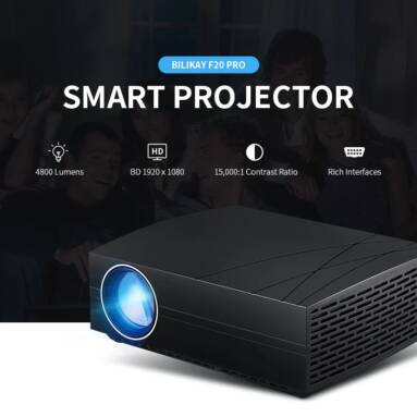 €150 with coupon for Bilikay F20 Pro 4800 Lumens BD 1920 Smart Projector – Black Basic EU PLUG from GEARBEST