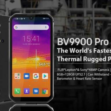 €332 with coupon for Blackview BV9900 Pro Global Bands IP68/IP69K Waterproof 5.84 inch FHD+ NFC 4380mAh Android 9.0 Thermal by FLIR Camera 8GB 128GB Helio P90 4G Smartphone from EU CZ warehouse BANGGOOD