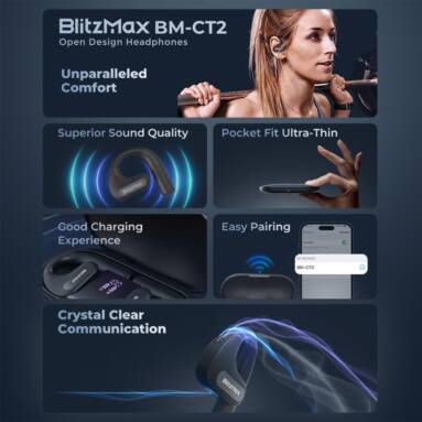 €29 with coupon for BlitzMax BM-CT2 Open Ear Headphones from EU warehouse BANGGOOD