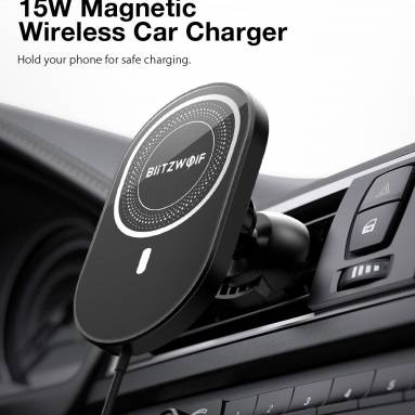 €13 with coupon for BlitzWolf® BW-CW4 15W Car Magnetic Wireless Charger from EU FR warehouse BANGGOOD