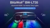 €12 with coupon for BlitzWolf® BW-LT35 Bluetooth RGBIC Car Interior Strip Lights with 3 Simple Control Methods Vivid RGBIC Lighting Effect Sync with Music Activate Music Mode and Scene – RGBIC from BANGGOOD