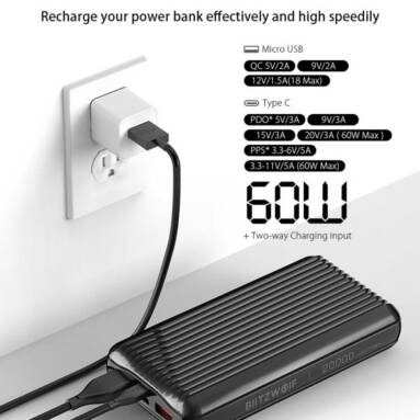 €33 with coupon for BlitzWolf® BW-P14 60W 74Wh 20000mAh Power Bank from EU FR warehouse BANGGOOD