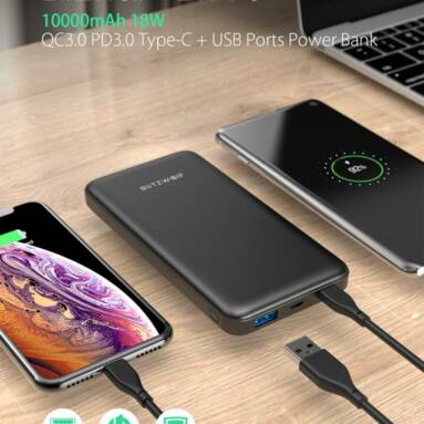 €25 with coupon for BlitzWolf® BW-P9 10000mAh 18W QC3.0 PD3.0 Type-c + USB Ports Power Bank with Fast Charging Dual Input and Output from EU CZ FR warehouse BANGGOOD