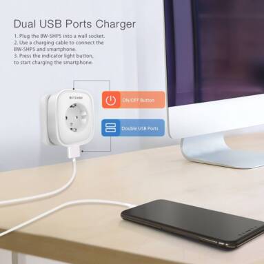€9 with coupon for BlitzWolf® BW-SHP5 2.1A Dual USB Ports 16A Smart WIFI Socket from BANGGOOD