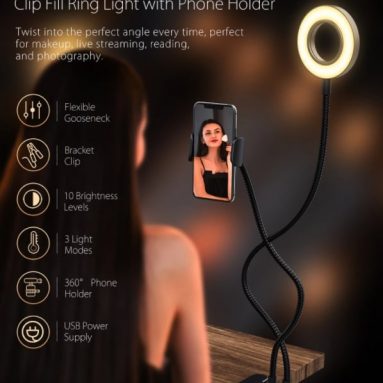 €11 with coupon for BlitzWolf® BW-SL6 Clip Selfie Ring Light with Flexible Mobile Phone Holder Lazy Bracket Desk Lamp LED Light for Live Stream Makeup Office Kitchen from EU PL warehouse BANGGOOD