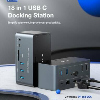 €80 with coupon for BlitzWolf® BW-TH13 18-in-1 USB C Docking Station with M.2 SSD Enclosure Quadruple Display SD/TF Card Slot RJ45 Ethernet Port 100W Power Delivery – DP interface from HK / EU CZ warehouse BANGGOOD