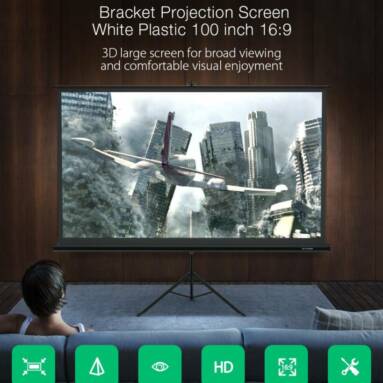 €56 with coupon for BlitzWolf® BW-VS1 Bracket Projection Screen 100-Inch 1080P Full HD with Stand 16:9 3D Display White Plastic Projector Curtain with Large Screen Steady Tripod 160° Viewing Angle for Movies Home Theater Outdoor Indoor from EU CZ warehouse BANGGOOD