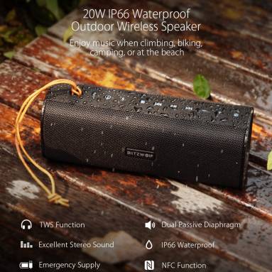 €42 with coupon for BlitzWolf® BW-WA2 20W Wireless bluetooth Speaker Dual Passive Diaphragm TWS NFC Bass Stereo Outdoors Soundbar with Mic from BANGGOOD